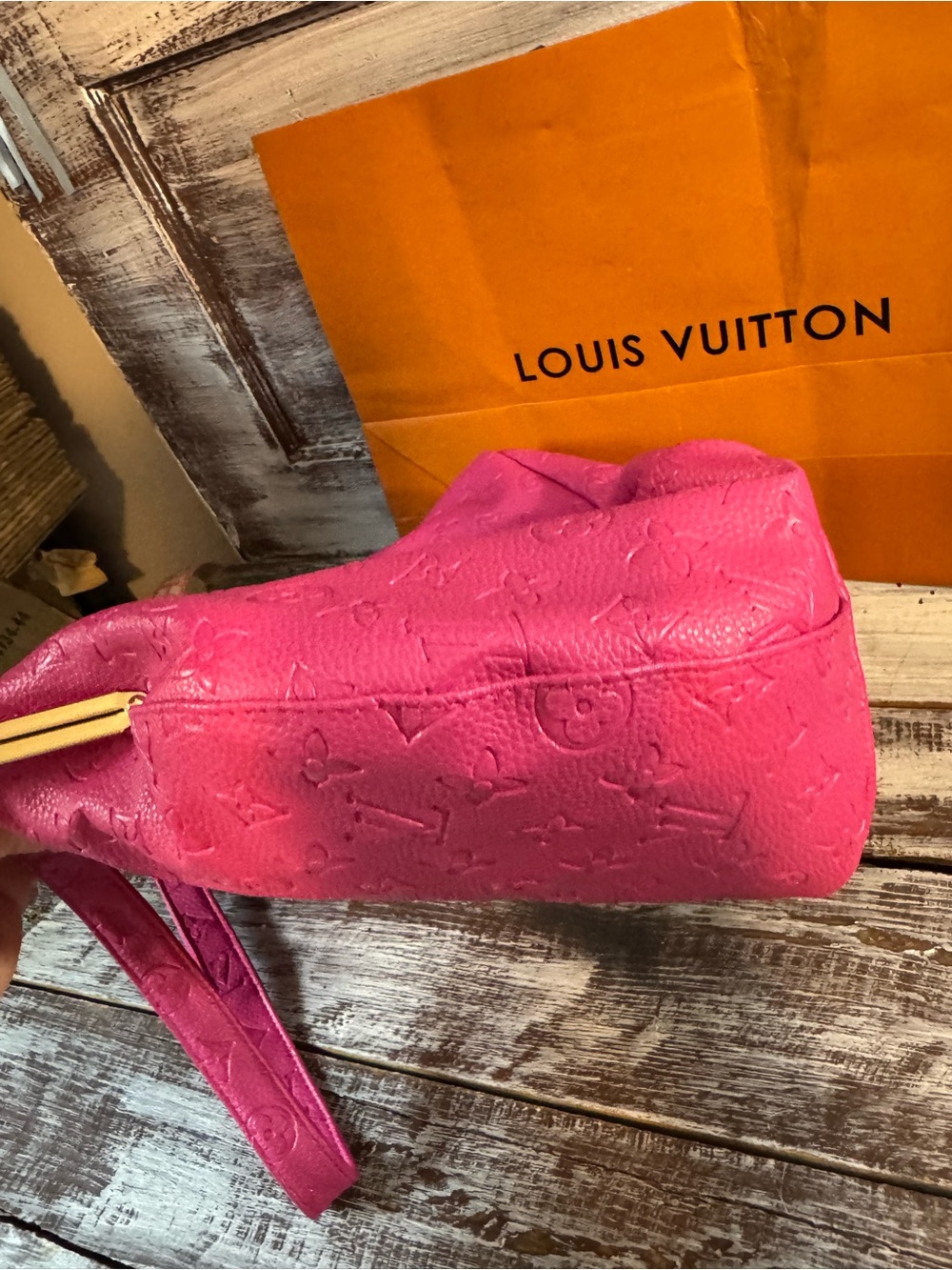 Designer-Style Hot Pink Embossed Dome Handbag - Picture 8 of 15